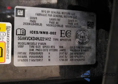 2017 Buick Enclave z USA, uszkodzony, nr VIN 5GAKVCKD4HJ221412